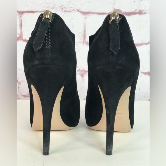 VALENTINO GARAVANI Suede Ruffle Ankle Booties Black Suede Heels SIZE 39 EU - Picture 14 of 16